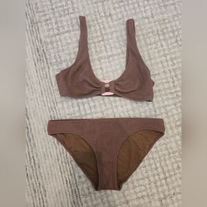 aerie Ribbed Chocolate Brown Bikini